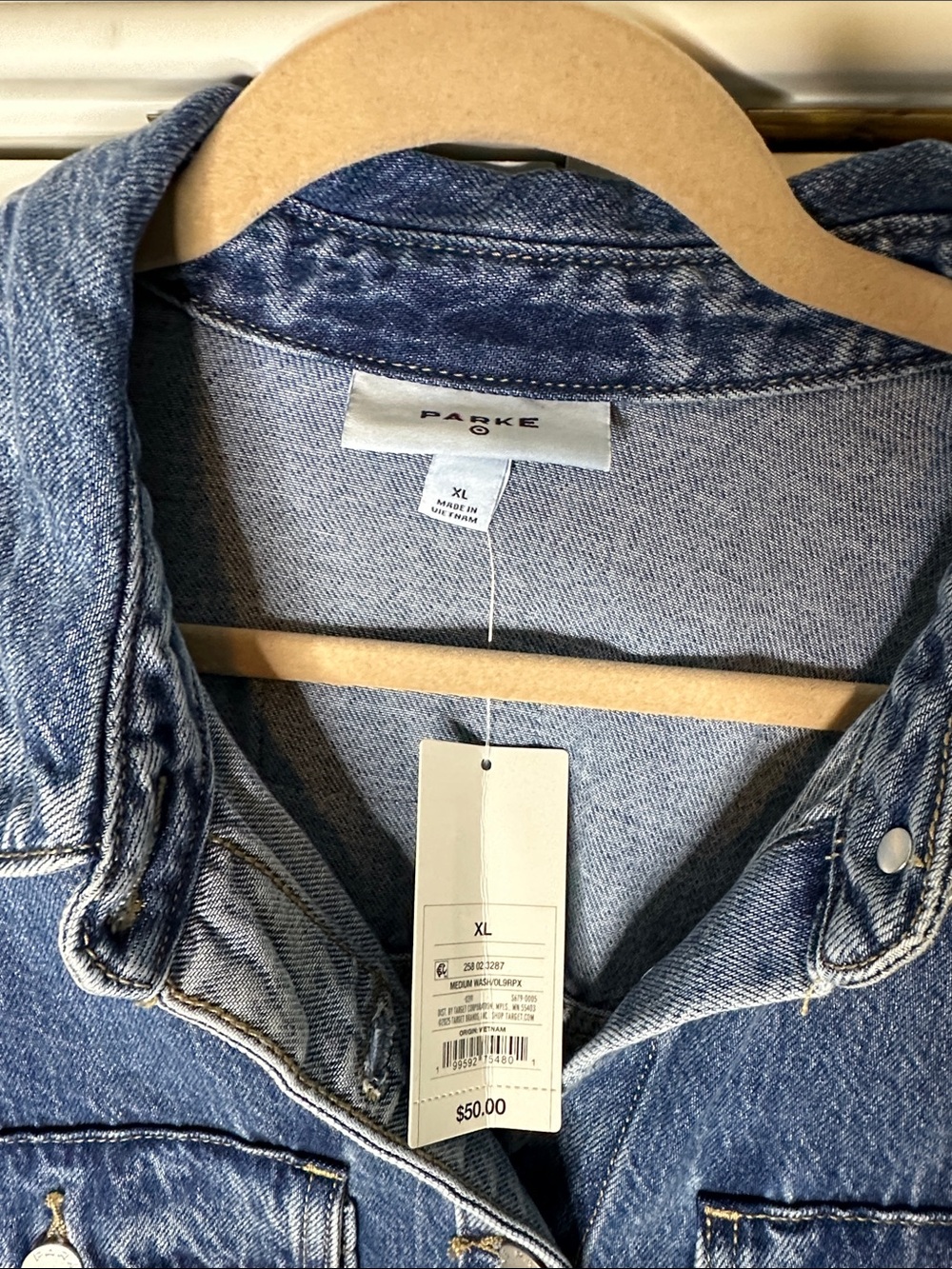 NWT Parke x Target Women's Long Sleeve Denim Shacket - Medium Wash Size XL - Picture 5 of 7